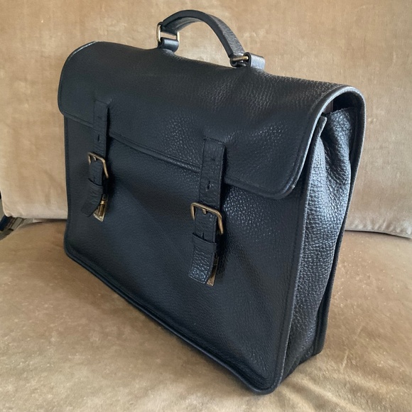 PRADA Black Pebbled Leather Briefcase late 90’s outstanding vintage - Picture 1 of 15